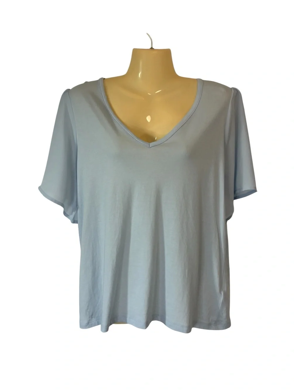 Michael Kors V-Neck Tee Shirt Blouse Beach Coastal Cottagecore Light Blue Large
